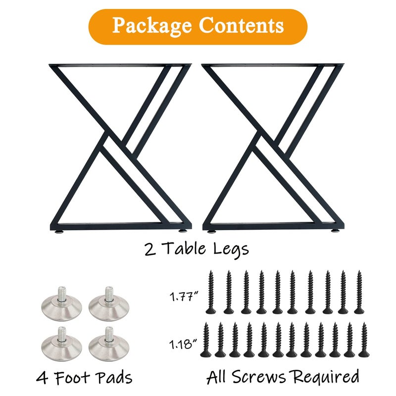 MinWadil Metal Table Legs 28 Inch Set of 2 Desk Leg Industrial Dining Table Cast Iron Legs - Image 4