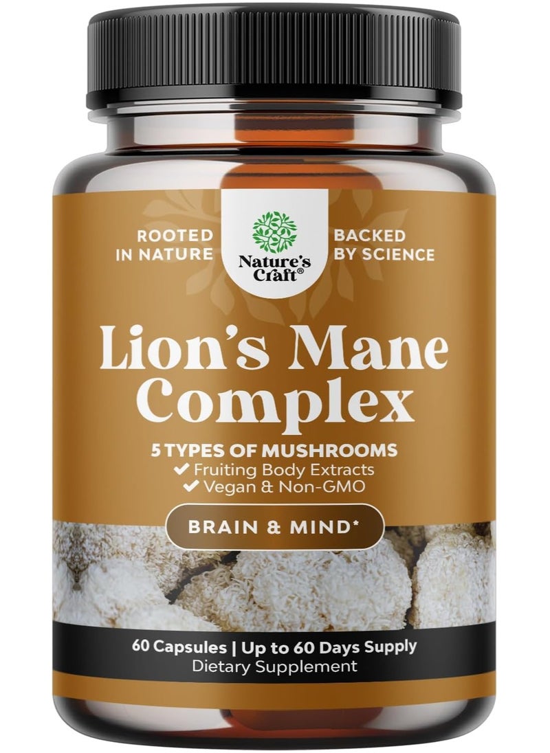 Natures Craft - Lion's Mane Complex, Brain & Mind* 60 Capsules - Image 1