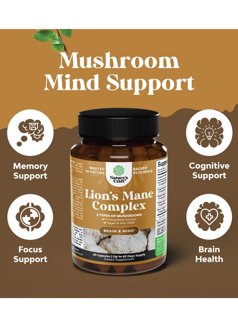 Natures Craft - Lion's Mane Complex, Brain & Mind* 60 Capsules - Image 1
