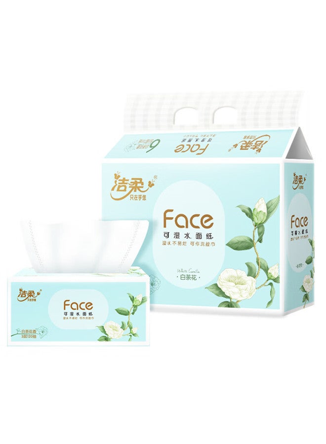 Clean And Soft Jierou Facial Tissues, Face White Tea Scent, 3-ply, 120 Sheets, 6 Packs, Pr248-48r/pr295 Single Pack - Image 1
