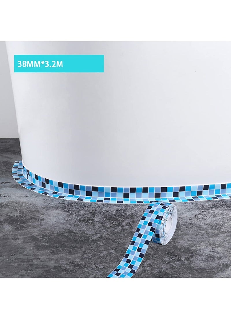 Captaintech Blue Plaid Caulk Tape 10.5' x 1.5'' Waterproof Self Adhesive Caulk Strip Bathtub Sealant Tape Caulking Tape Sealing Strip Oil Proof Bathroom Caulk for Kitchen Floor Wall Edge ProtectorPE - Image 2