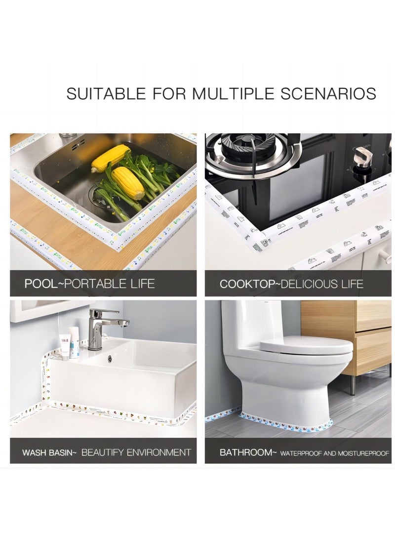 Captaintech Blue Plaid Caulk Tape 10.5' x 1.5'' Waterproof Self Adhesive Caulk Strip Bathtub Sealant Tape Caulking Tape Sealing Strip Oil Proof Bathroom Caulk for Kitchen Floor Wall Edge ProtectorPE - Image 5