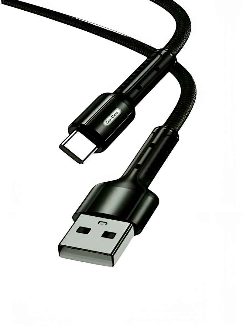 جو-ديز كابل USB Type-C 3A للشحن السريع ومزامنة البيانات - 1 متر، مضفر، أسود - Image 2