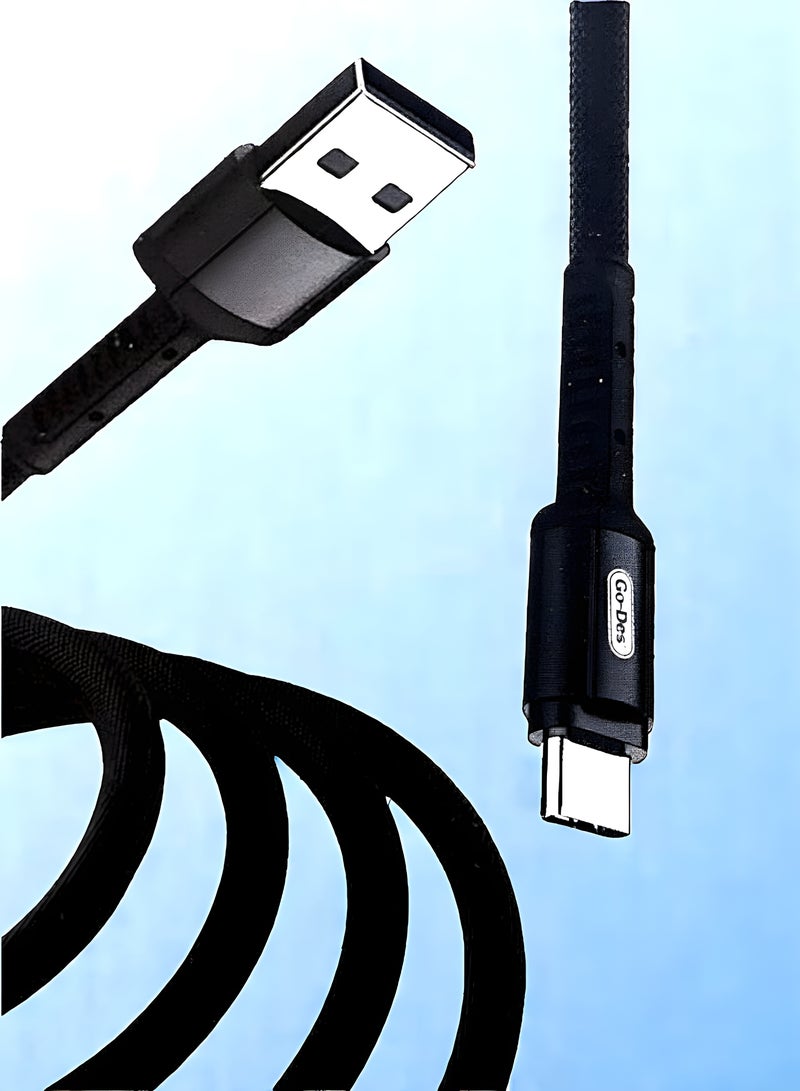 جو-ديز كابل USB Type-C 3A للشحن السريع ومزامنة البيانات - 1 متر، مضفر، أسود - Image 4