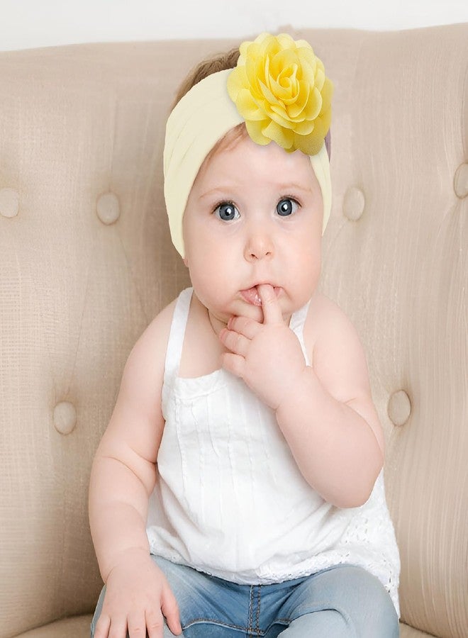 SYGA 3 Pcs Baby Headband Set, Soft Stretchable Nylon Bow and Flower Hairbands, Comfortable and Stylish Headscarf for Newborn, Infant, and Toddler (0-3 Years) (Type-G, Free Size) - Image 3