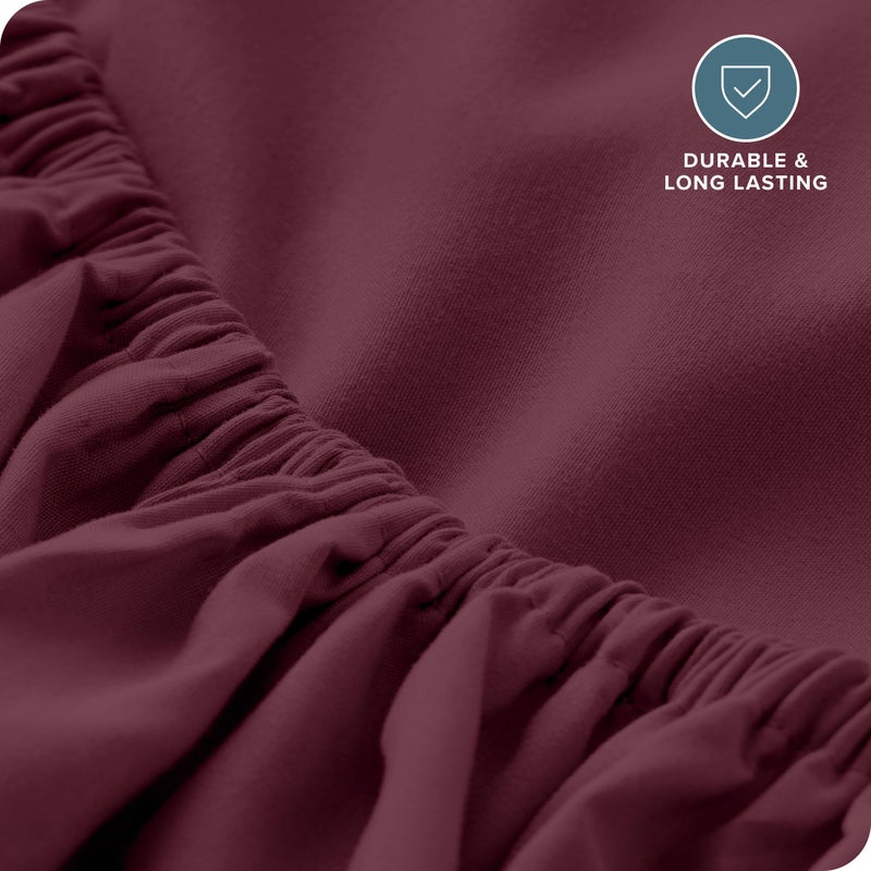 Bare Home Fitted Bottom Sheet King Size - Premium 1800 Microfiber - Ultra-Soft Hotel Luxury - Deep Pocket - Durable and Long Lasting - King Fitted Sheet (King  Burgundy)  - Image 5