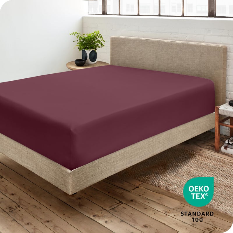 Bare Home Fitted Bottom Sheet King Size - Premium 1800 Microfiber - Ultra-Soft Hotel Luxury - Deep Pocket - Durable and Long Lasting - King Fitted Sheet (King  Burgundy)  - Image 4