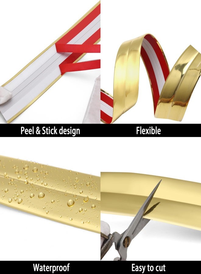 Hungbak Peel and Stick Multifunctional Molding, 3-in-1 Design - Wall Trim & Corner Guards & Caulk Strip Baseboard for Floor, Table and Door Frame (Shiny Gold, 5m x 2cm) - Image 5