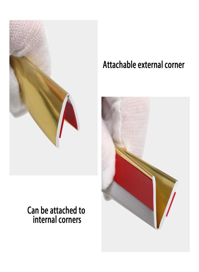 Hungbak Peel and Stick Multifunctional Molding, 3-in-1 Design - Wall Trim & Corner Guards & Caulk Strip Baseboard for Floor, Table and Door Frame (Shiny Gold, 5m x 2cm) - Image 4