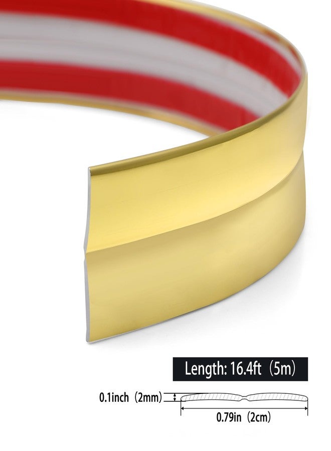 Hungbak Peel and Stick Multifunctional Molding, 3-in-1 Design - Wall Trim & Corner Guards & Caulk Strip Baseboard for Floor, Table and Door Frame (Shiny Gold, 5m x 2cm) - Image 2