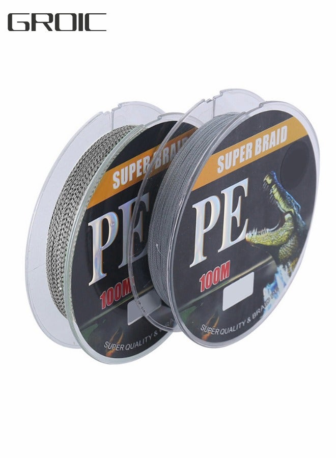 GROIC 100M PE Fishing Line Braided String 8 Strands Super Strong Abrasion  Resistant Cast Longer Thinner Tensile Smooth for Saltwater Fresh Water - Grey - Image 1