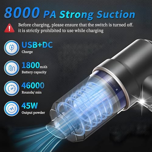 Pivalo 3-in-1 Cordless Car Vacuum Cleaner | USB Rechargeable Battery, 3 Attachments & Filter | Portable Wireless Handheld Mini Car Vaccum Cleaner for Home, Office & Travel (Pack of 1, Black) - Image 5