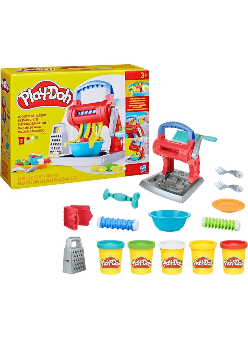 Play-Doh مجموعة اللعب حفلة النودلز من لاي-دو مطبخ الإبداعات للأطفال من 3 سنوات فما فوق مع 5 ألوان غير سامة، متعدد الألوان  - Image 2