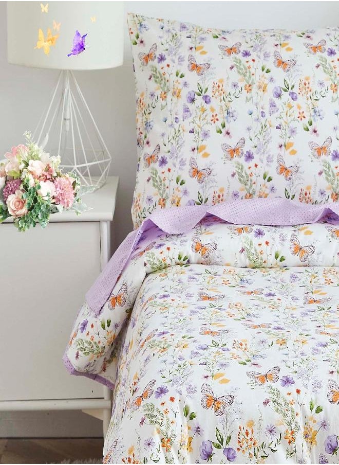 Brandream Brandream Toddler Bedding Set Girls Purple Garden Butterfly Floral Comforter Sheet Set Best Cotton Kids Baby Bedding 4Pcs Yellow White Green  - Image 1
