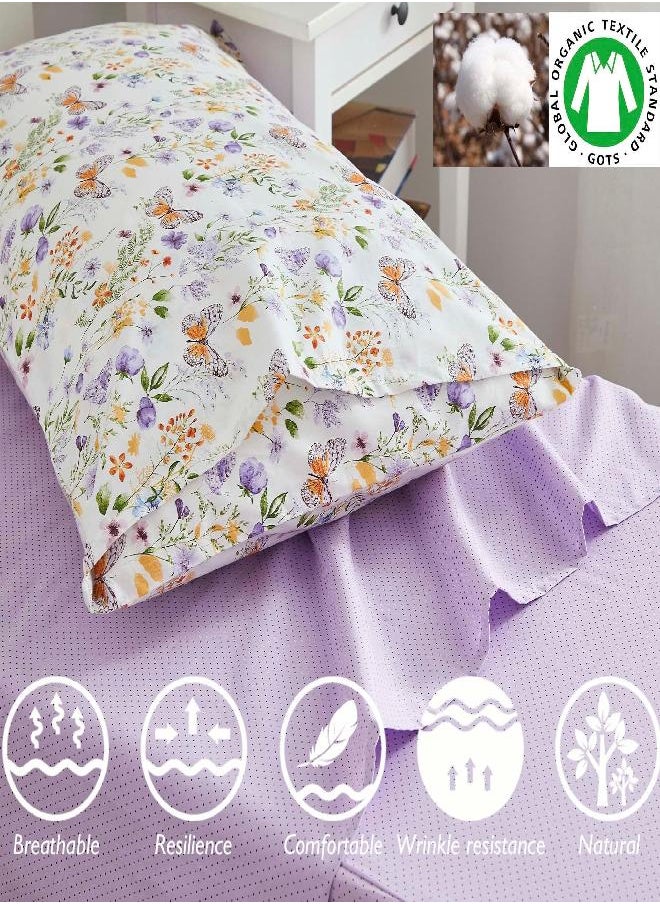 Brandream Brandream Toddler Bedding Set Girls Purple Garden Butterfly Floral Comforter Sheet Set Best Cotton Kids Baby Bedding 4Pcs Yellow White Green  - Image 2