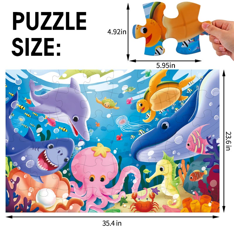 IFLOVE Jumbo Floor Puzzle for Kids Underwater Jigsaw Large Puzzles 48 Piece for Toddler Children Learning Preschool Educational Intellectual Development Toys 3-5 4-8 Years Old Gift for Boys and Girls - Image 2