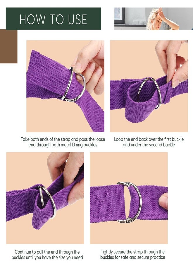 Hanaive 10 Pcs Yoga Strap 8ft Yoga Stretching Exercise Band Stretching Belt with Adjustable Metal D Ring Buckle Loop for Pilates, Dance, Physical Therapy, Gym Workout - Image 4