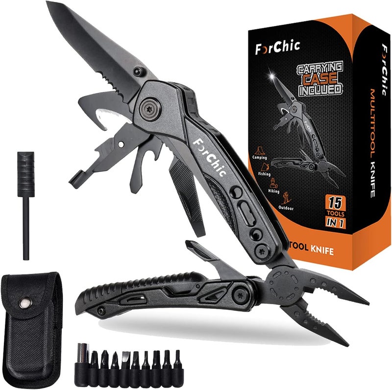 ForChic 15 in 1 Multitool Pliers, Gifts for Men, White Elephant Gifts for Adults, Stocking Stuffers for Men, Christmas Gift for Dad Him, Husband, Boyfriend, Grandpa - Image 1