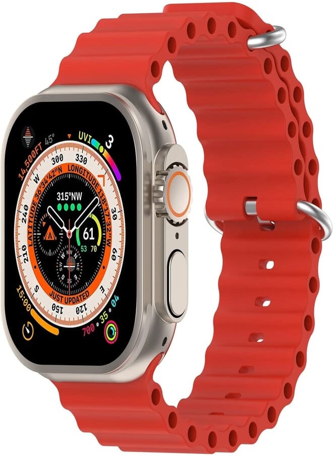 BGM - BGM Ocean Silicone Band Compatible With Apple Watch Band 38/40/41mm | 42/44/45/49mm Men Women Replacement Strap for iWatch SE & Ultra Series 8 7 6 5 4 3 2 1, 42mm/44mm/45mm, Silicone - Image 1