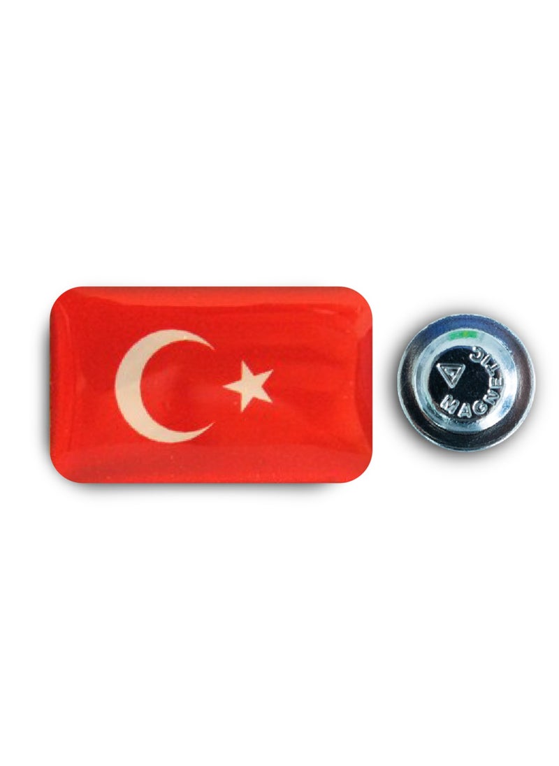 971MEDIA Turkish Flag - Metal Badge Epoxy Coated with Magnetic Pin that Doesn't Tear Clothes  - Image 1