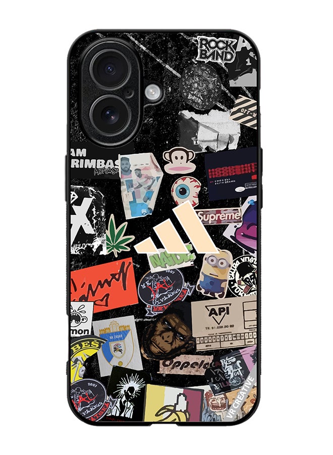 Protective Case Cover For Apple iPhone 17 Adidas Stickers Design Multicolour