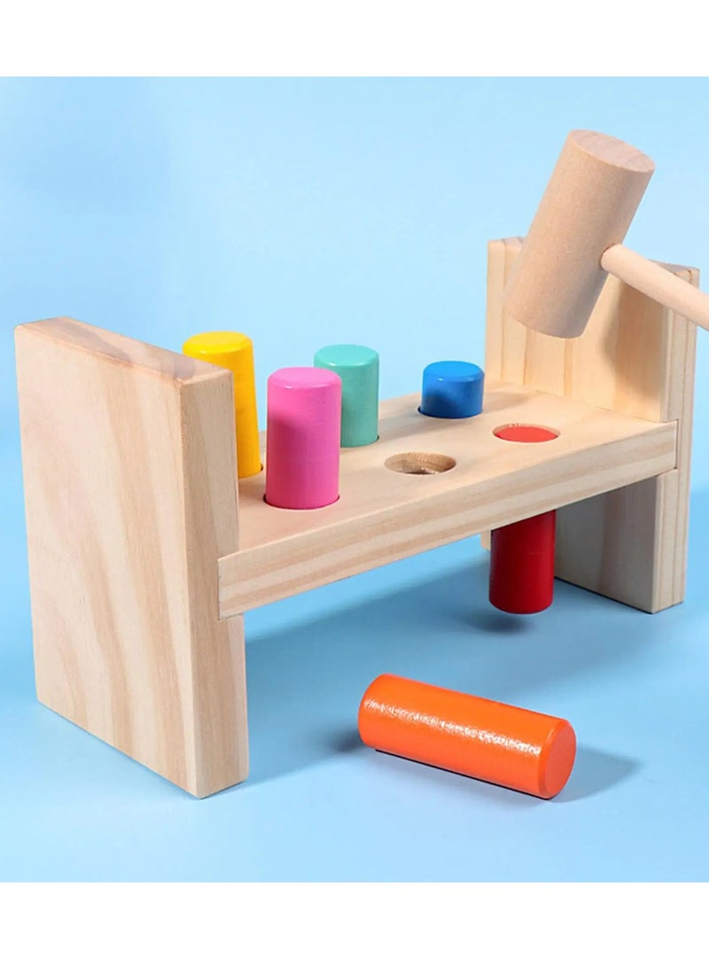 Babeland Wooden Hammering Pounding Bench Toy - with 1 Mallet & 6 Multicolor Pegs, Roll Activity Toy for Kids Early Sorting Learning, Montessori Early Educational Developmental Toy for Boys & Girls  - Image 3