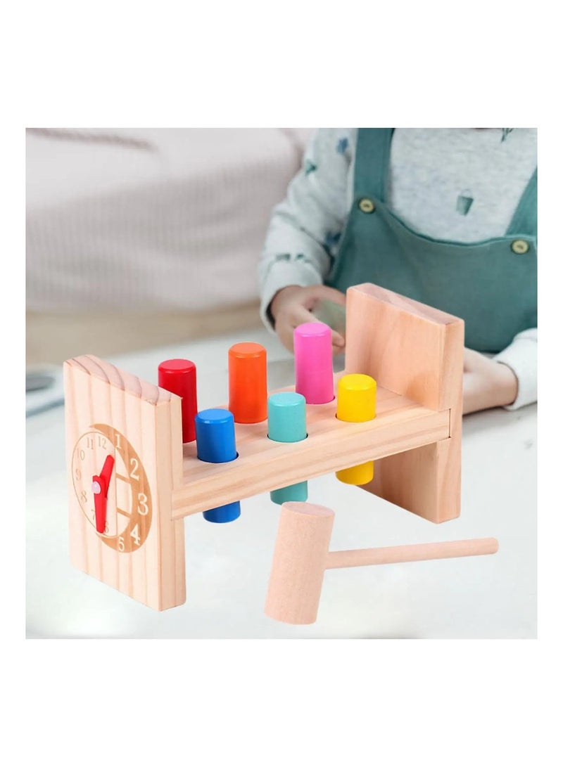 unikbebe Wooden Hammering Pounding Bench Toy - with 1 Mallet & 6 Multicolor Pegs, Roll Activity Toy for Kids Early Sorting Learning, Montessori Early Educational Developmental Toy for Boys & Girls - Image 1