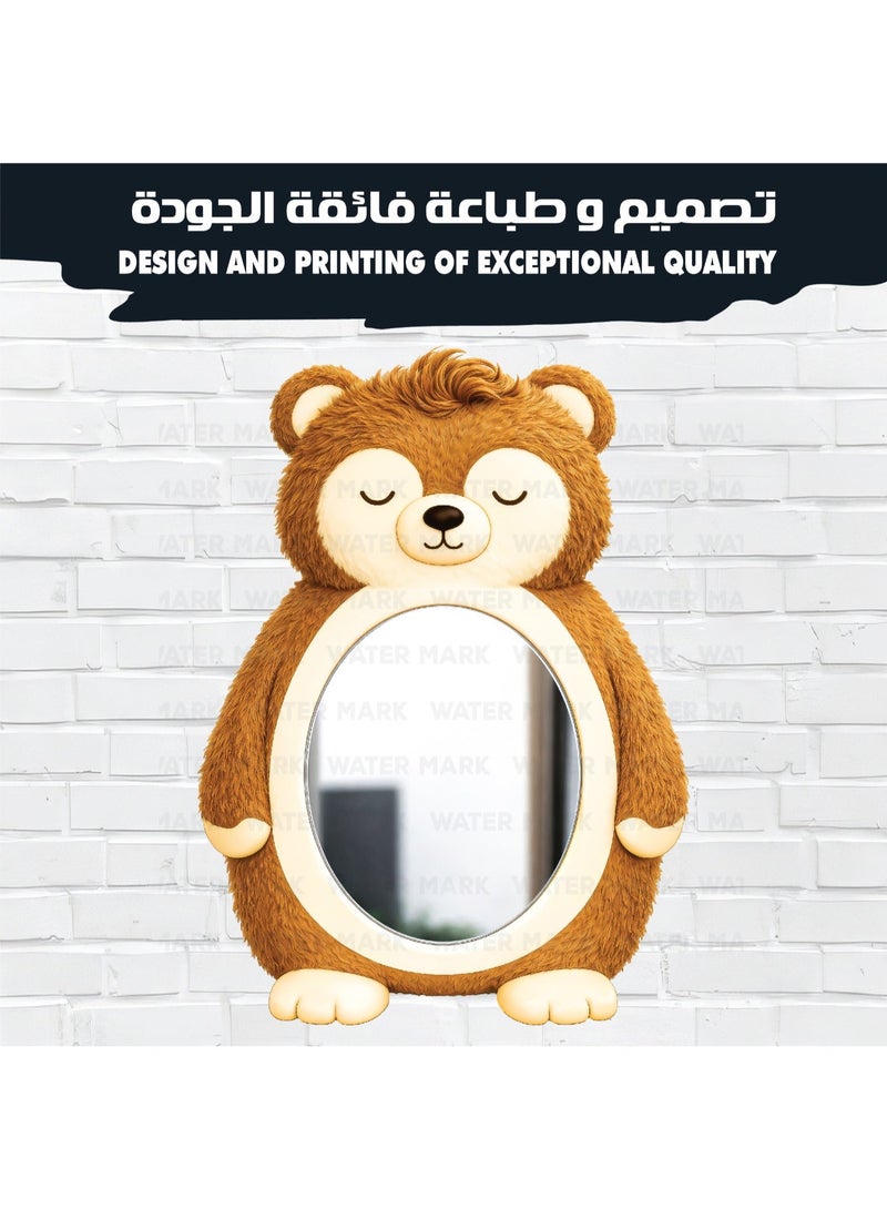 مرآة حائط للأطفال علي شكل دب للاولاد مصنوعة من خشب عالي الجودة بتصميم لطيف للاولاد لمسة ديكور عصرية، آمنة تمامًا للصغار وغير قابلة للكسر، خفيفة الوزن وسهلة التركيب لتضفي أناقة على غرفة الطفل - Image 2