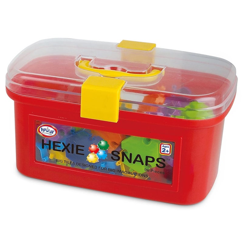 Popular Playthings HexieSnaps Construction Toy Set with 92 Pieces and Carrying Case STEM Learning Kit - Image 1