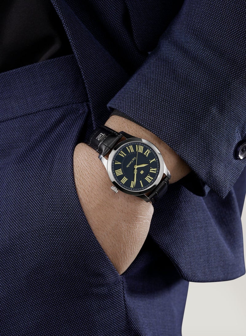 غاي لاروش ساعة لويز للرجال بحزام جلد طبيعي أسود ٤٠ مم ٥ ضغط جوي - Image 5