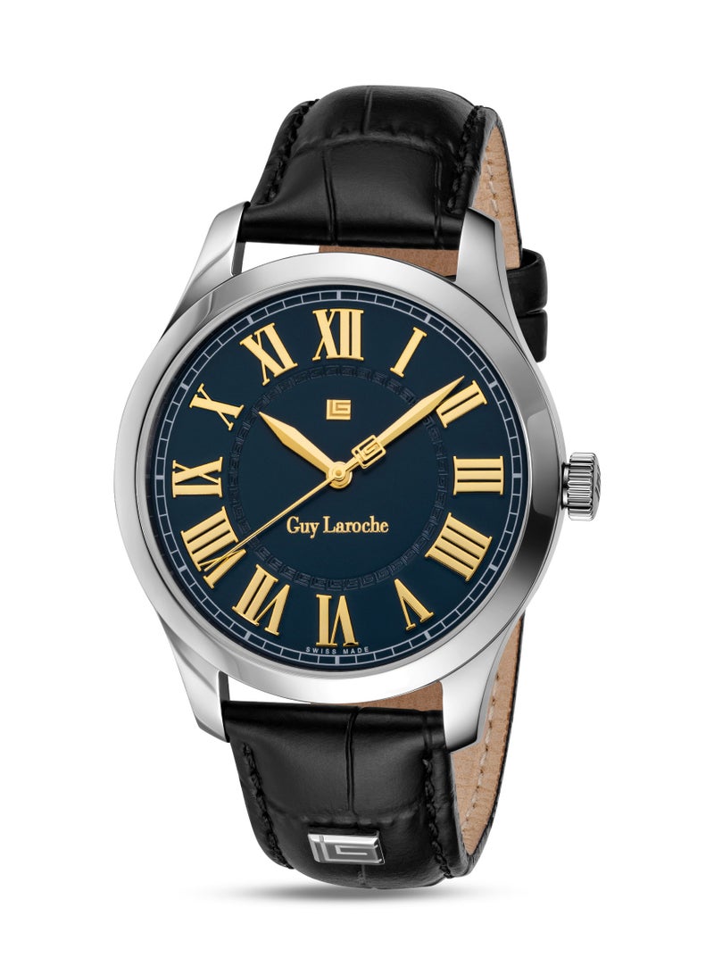 غاي لاروش ساعة لويز للرجال بحزام جلد طبيعي أسود ٤٠ مم ٥ ضغط جوي - Image 1