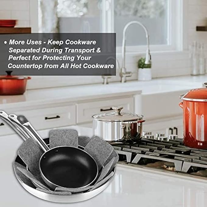 SYOSI Pot And Pan Protectors 4Pcs Larger Thicker Pot Dividers PadsStacking Pan ProtectorsPan Separators Pads For Protecting And Separating Pots And Pans Prevent Scratching Separate And Marring - Image 3
