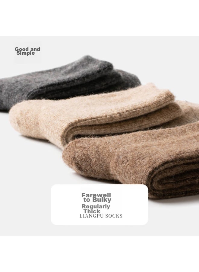 Liangpu Socks, 83% Wool Socks For Women, Autumn And Winter Style, Thickened Wool Socks, Outdoor Cold-resistant Mid-calf Socks, Snow Socks - Image 3