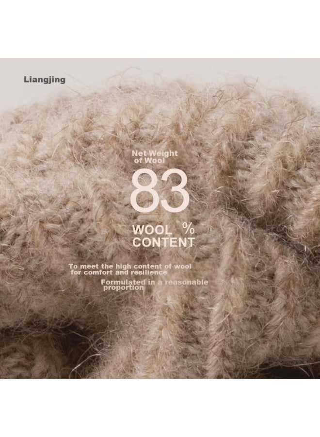 Liangpu Socks, 83% Wool Socks For Women, Autumn And Winter Style, Thickened Wool Socks, Outdoor Cold-resistant Mid-calf Socks, Snow Socks - Image 2