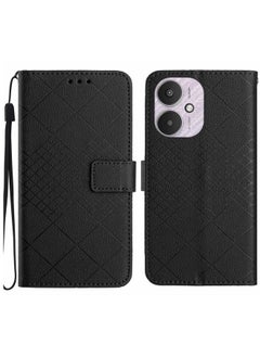HuHa Case Cover For Xiaomi Redmi 13C 5G Rhombic Grid Texture Leather Phone Case Black 