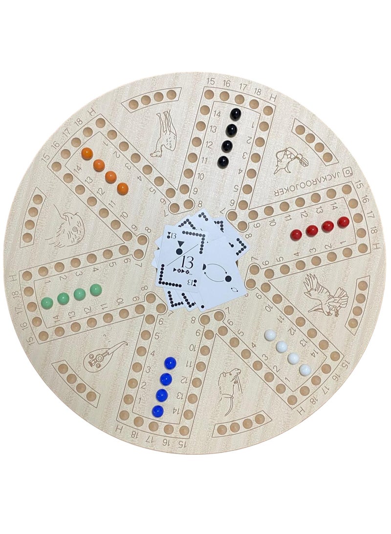 JACKAROOJOKER Jackaroo Board Game Set, Double-Sided 4-6 Player, with Marbles, Cards and Carrying Bag - Image 3
