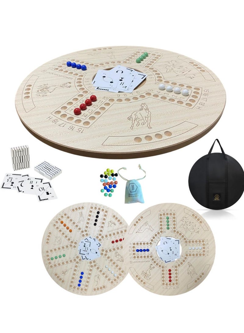 JACKAROOJOKER Jackaroo Board Game Set, Double-Sided 4-6 Player, with Marbles, Cards and Carrying Bag - Image 1