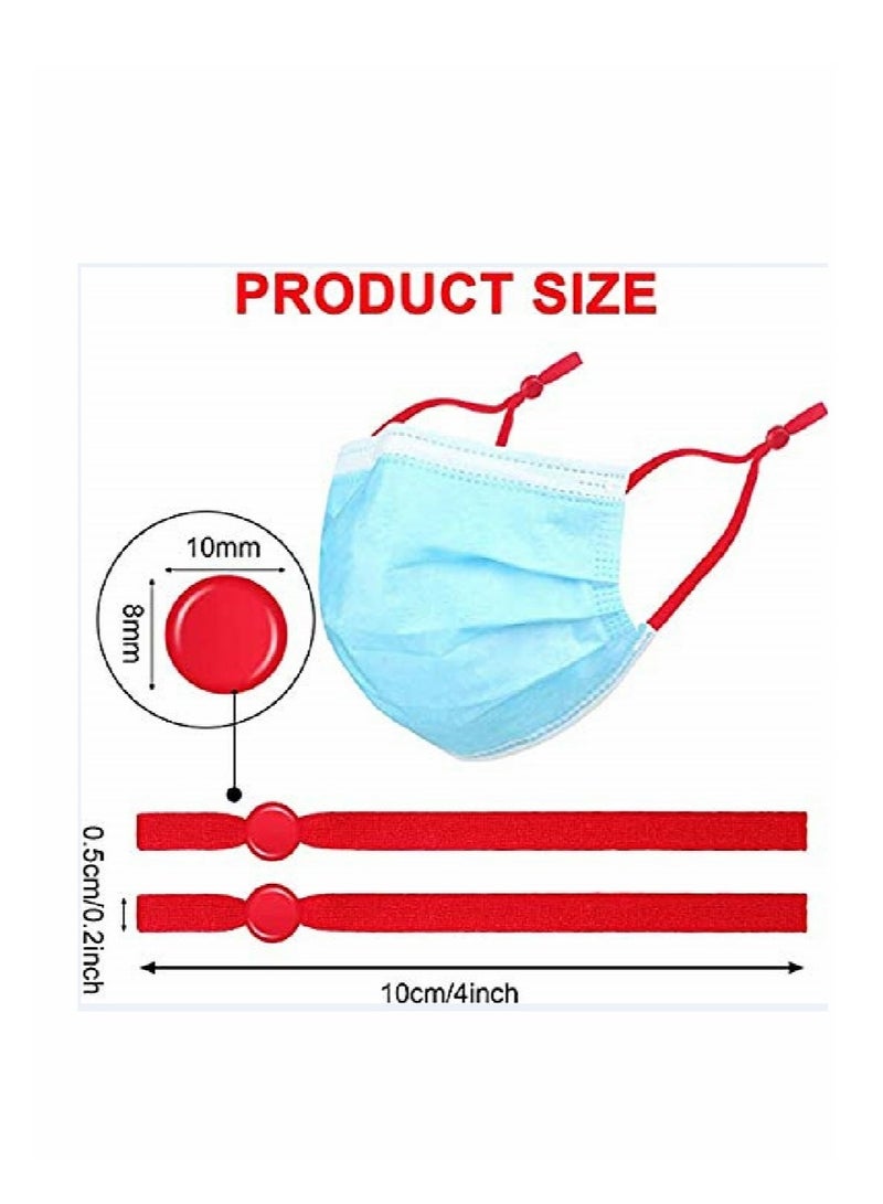 KASTWAVE Sewing Elastic String for Masks, 100 Pcs Elastic Bands with Adjustable Buckle Ear Band, Elastic Ear Loops Adjustable Ear Straps 1/5 Inch (Red) - Image 5