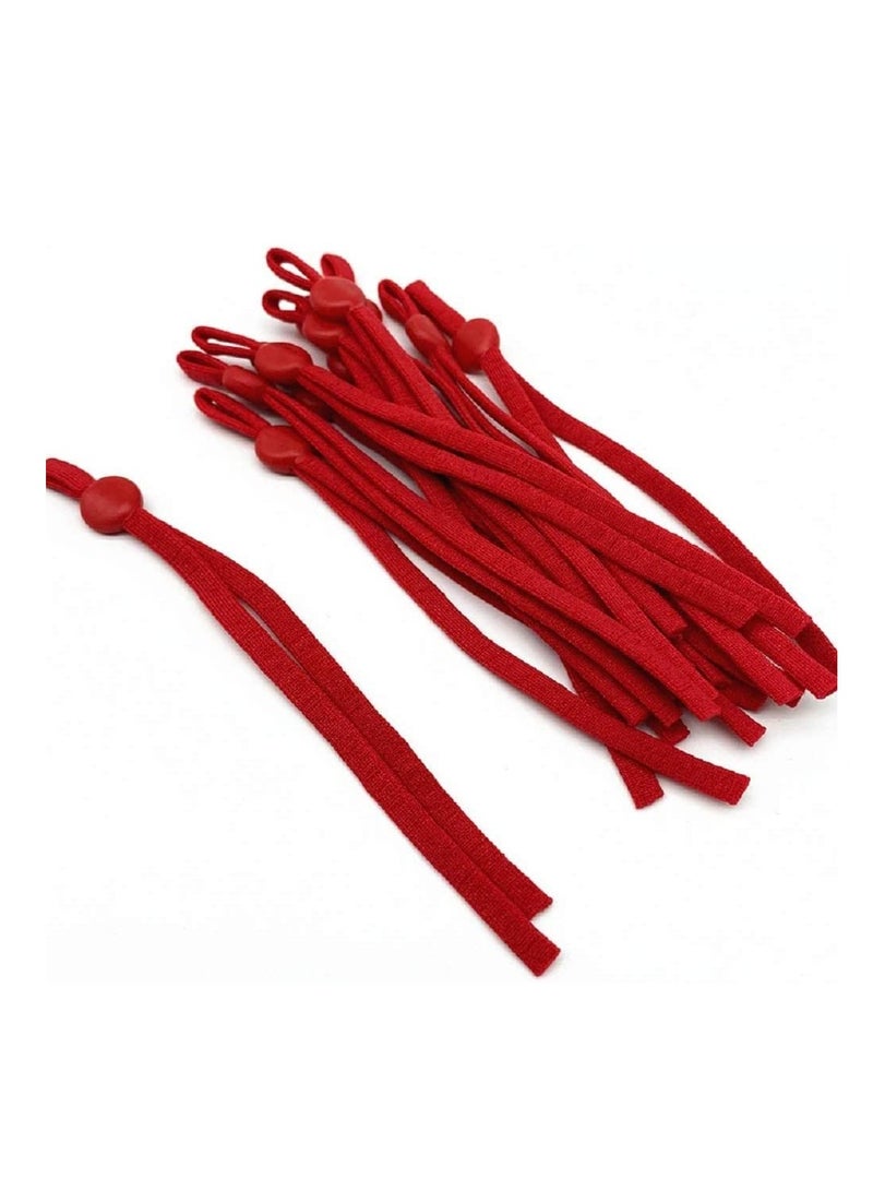KASTWAVE Sewing Elastic String for Masks, 100 Pcs Elastic Bands with Adjustable Buckle Ear Band, Elastic Ear Loops Adjustable Ear Straps 1/5 Inch (Red) - Image 2