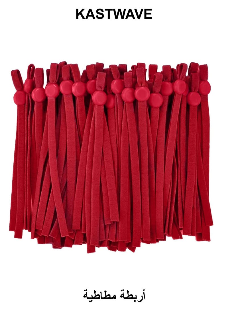 KASTWAVE Sewing Elastic String for Masks, 100 Pcs Elastic Bands with Adjustable Buckle Ear Band, Elastic Ear Loops Adjustable Ear Straps 1/5 Inch (Red) - Image 1