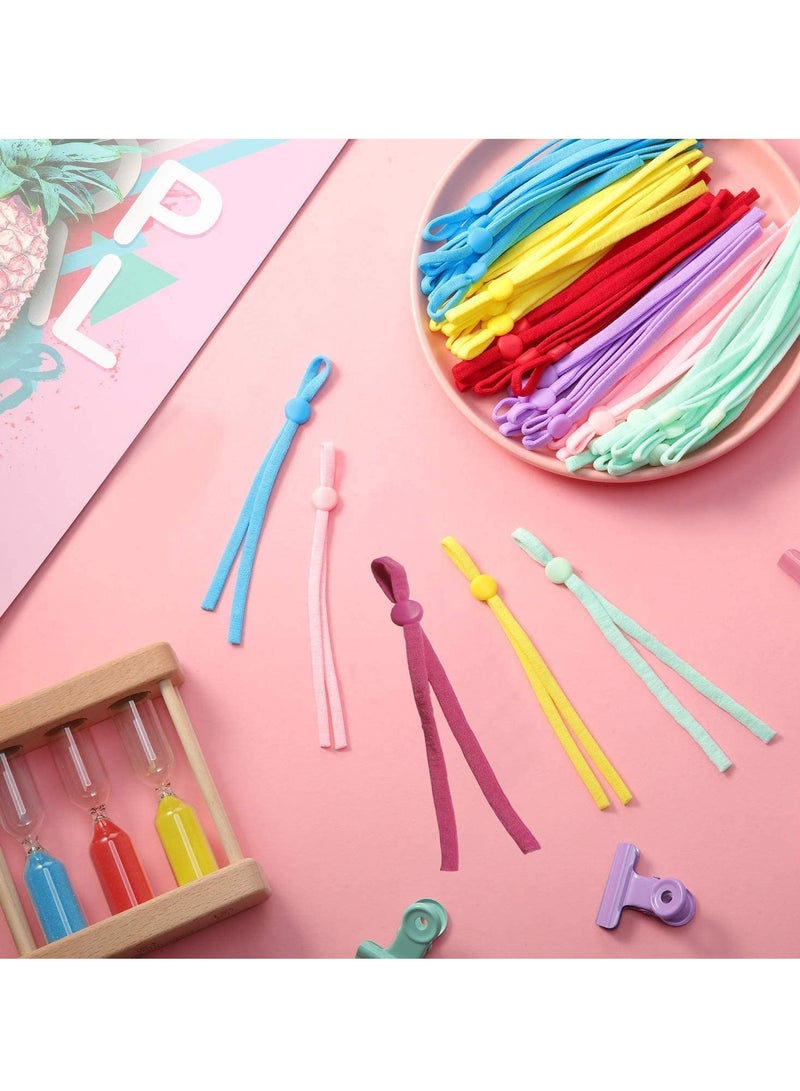 KASTWAVE Sewing Elastic String for Masks, 100 Pcs Elastic Bands with Adjustable Buckle Ear Band, Elastic Ear Loops Adjustable Ear Straps 1/5 Inch (Red) - Image 3