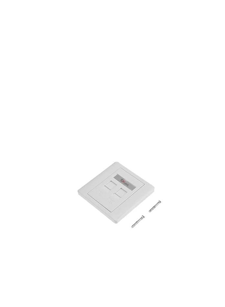 DKURVE Dual RJ45 Ethernet Wall Plate 80x80mm with 2 Cat6 Keystone Jacks and Grey Cat6 Cable 3M - Image 2