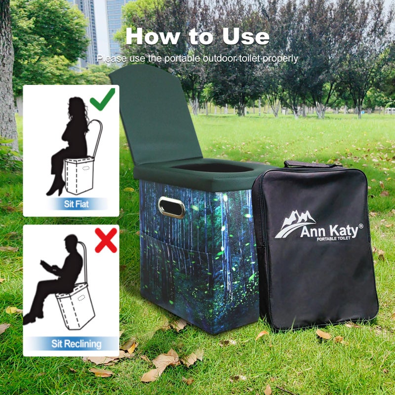 Ann Katy Portable Toilet for Adults, XL Camping Toilet, Foldable Portable Potty for Camping, Car, Boat, Hiking, Beach, RV - Image 4