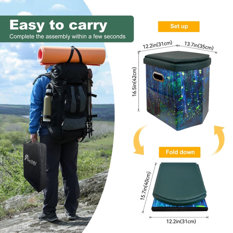 Ann Katy Portable Toilet for Adults, XL Camping Toilet, Foldable Portable Potty for Camping, Car, Boat, Hiking, Beach, RV - Image 2