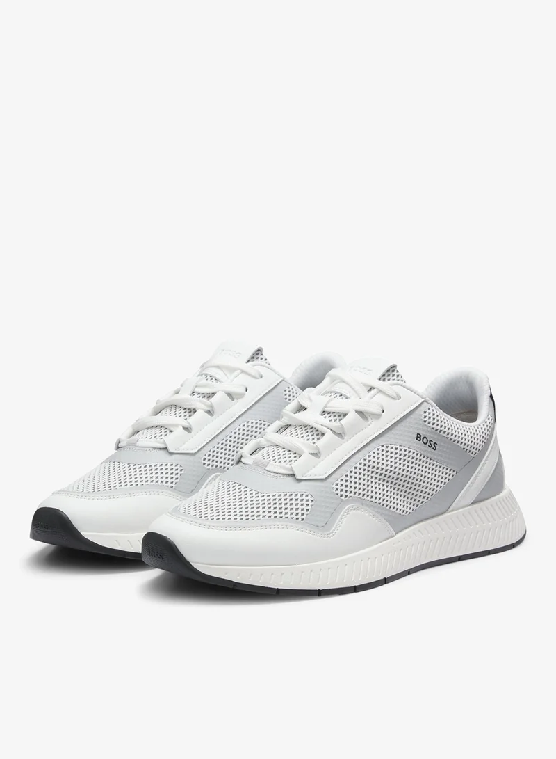 Reflective-nylon trainers with ridged sole
