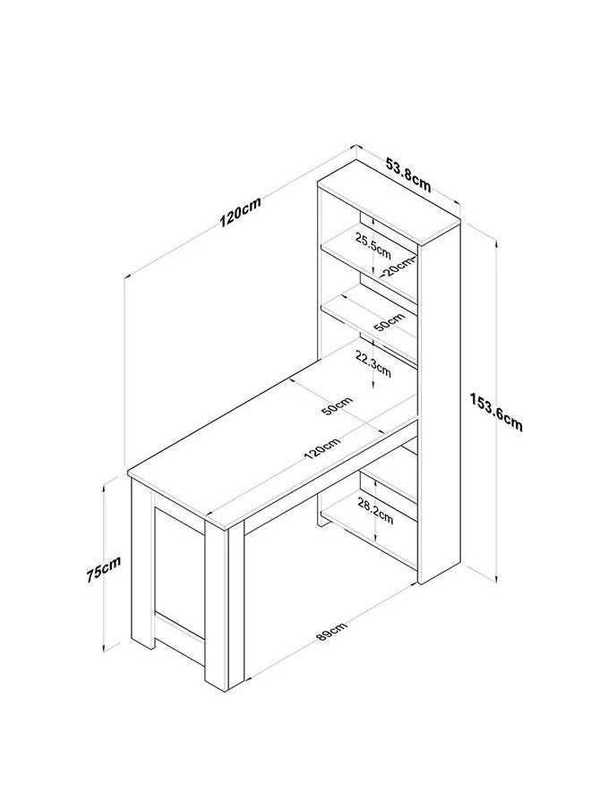 Home Canvas - Home Canvas Study Dek, Bar Table Decorative Kitchen Dining Table With Shelf Basket Walnut - White - Image 1