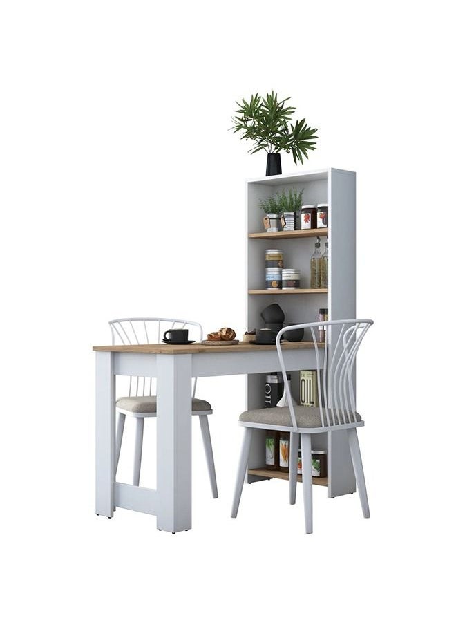 Home Canvas - Home Canvas Study Dek, Bar Table Decorative Kitchen Dining Table With Shelf Basket Walnut - White - Image 1