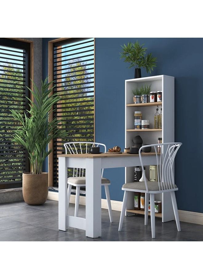 Home Canvas - Home Canvas Study Dek, Bar Table Decorative Kitchen Dining Table With Shelf Basket Walnut - White - Image 1