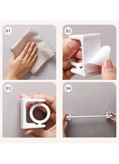 Oasisgalore 8-Pack Self-Adhesive Curtain Rod Brackets, No-Drill 360° Swivel Hooks for Bathroom and Kitchen (White)  - Image 3