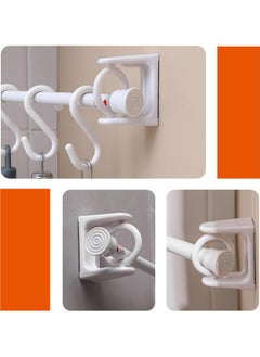 Oasisgalore 8-Pack Self-Adhesive Curtain Rod Brackets, No-Drill 360° Swivel Hooks for Bathroom and Kitchen (White)  - Image 4